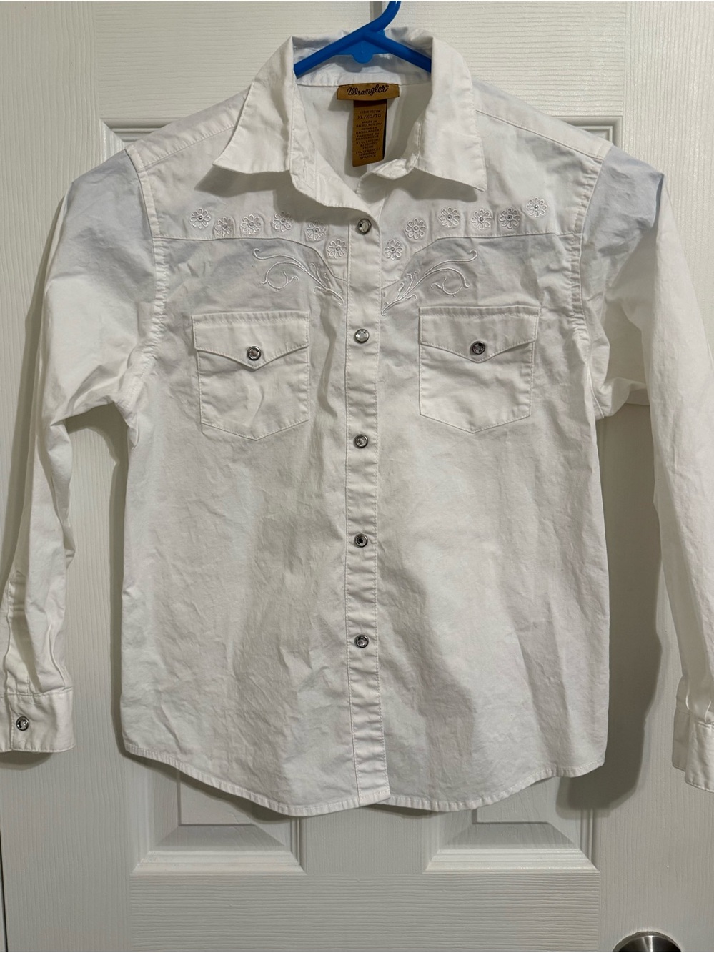 Wrangler White Girls' Western Snap-Front Shirt EUC